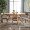 5pc Nissie Mid Century Curved Leg Dining Set Oak/Dark Gray - Christopher Knight Home