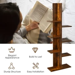 Tangkula Modern Multi-Layer Bookshelf Floor Standing Bookcase W/Anti-fall Device Storage Rack For Home Office Rustic -Baxton Studio Shop GUEST 3f8d578d 30b3 4acd beb6 8defc353e58b