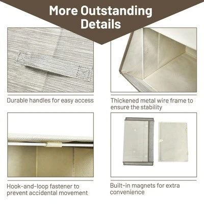 Costway Stackable Large Bins Cubes W/Lids Storage Organizers W/Linen&Oxford Fabric 4 Sets 8 Costway Stackable Large Bins Cubes W/Lids Storage Organizers W/Linen&Oxford Fabric 4 Sets - Image 8