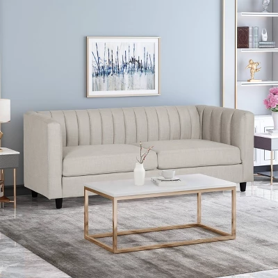 Humbolt Contemporary Channel Stitched Sofa Beige - Christopher Knight Home 1 Humbolt Contemporary Channel Stitched Sofa Beige - Christopher Knight Home