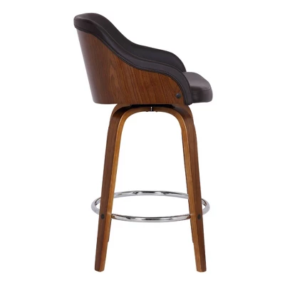 30" Alec Bar Height Swivel Barstool Walnut/Brown - Armen Living 2 30" Alec Bar Height Swivel Barstool Walnut/Brown - Armen Living - Image 2