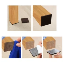 Unique Bargains Square Self-Stick Non-Slip Floor Protector Furniture Felt Pads Dark Brown 40 Pcs