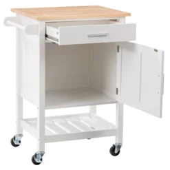 Sage Wood Kitchen Cart White - CorLiving -Baxton Studio Shop GUEST 413293dc 24b0 4e72 a8a8 dfaf31f26388