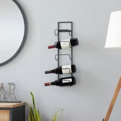 Industrial Metal Wall Wine Rack Black - Olivia & May
