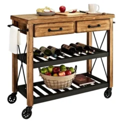 Roots Rack Industrial Kitchen Cart Wood/Natural - Crosley -Baxton Studio Shop GUEST 41b93942 4ea1 40a6 8eb2 b1efdf669cb8