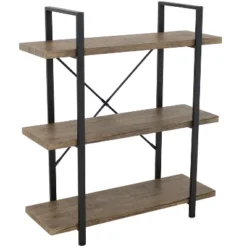 Sunnydaze Decor Sunnydaze 3 Shelf Industrial Style Wall-Mounted Floating Shelf With Wood Veneer Shelves -Baxton Studio Shop GUEST 42234c89 360c 44dd 9329 b3cd216a2def