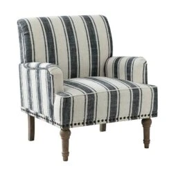 Venere Bedroom Wooden Upholstered Armchair With Nailhead Trim And Unique Stripe Design | ARTFUL LIVING DESIGN -Baxton Studio Shop GUEST 429d7541 b1d6 4c68 ab6c c67b42b7c374