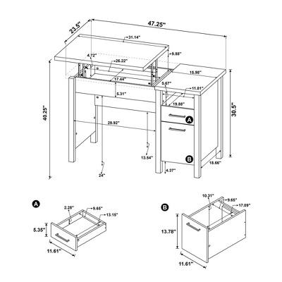 Delwin 2 Drawer Standing Office Desk Antique Nutmeg - Coaster 10 Delwin 2 Drawer Standing Office Desk Antique Nutmeg - Coaster - Image 10