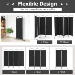 Costway 4 Panels Folding Room Divider 6 Ft Tall Fabric Privacy Screen Black/Brown/Grey/White 17 Costway 4 Panels Folding Room Divider 6 Ft Tall Fabric Privacy Screen Black/Brown/Grey/White -Baxton Studio Shop GUEST 43b847ee 2662 4dde 86e2 8e829dd1086a