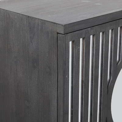 Art Deco Contemporary Mirrored Wood Cabinet Black - Olivia & May 4 Art Deco Contemporary Mirrored Wood Cabinet Black - Olivia & May - Image 4