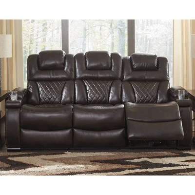 Warnerton Power Recliner Sofa With Adjustable Headrest Chocolate - Signature Design By Ashley 1 Warnerton Power Recliner Sofa With Adjustable Headrest Chocolate - Signature Design By Ashley
