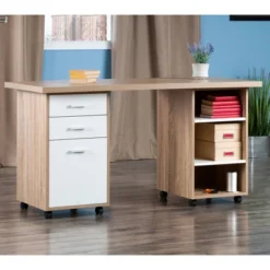 3pc Kenner Set Modular Desk With 2 Drawer & 3 Shelves Reclaimed Wood - Winsome -Baxton Studio Shop GUEST 44deca05 14d2 4eb7 9f95 3b585d3582c3