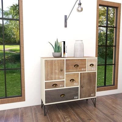 Wood And Metal 7 Drawer Buffet White/Black - Olivia & May 13 Wood And Metal 7 Drawer Buffet White/Black - Olivia & May - Image 13