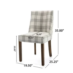 2pk Harman Contemporary Upholstered Plaid Dining Chairs Gray/Light Beige/Brown - Christopher Knight Home -Baxton Studio Shop GUEST 44f83184 b26d 4d60 996b e440176cff87