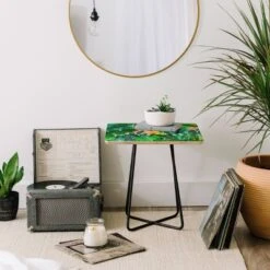 Square 83 Oranges Dense Forest Side Table Green/Black - Deny Designs -Baxton Studio Shop GUEST 45111472 7c6d 4e4d 80a6 116893fdf221