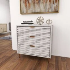 Contemporary Carved Woven Pattern 3 Drawer Wood Cabinet White - Olivia & May 28 Contemporary Carved Woven Pattern 3 Drawer Wood Cabinet White - Olivia & May -Baxton Studio Shop GUEST 453155d0 16dd 49b4 af53 541a15f5fd36