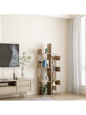 Year Color Rustic Wood Freestanding Industrial Bookshelf For Storage In Bedroom, Living Room, And Office 3 Year Color Rustic Wood Freestanding Industrial Bookshelf For Storage In Bedroom, Living Room, And Office - Image 3