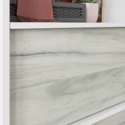 Boulevard Café 3 Drawer Chest Mixed Material White/Haze Acacia - Sauder -Baxton Studio Shop GUEST 4627ec4d 3956 4880 ab62 fa8e688d3028