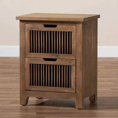 Clement 2 Drawer Wood Spindle Nightstand Brown - Baxton Studio 7 Clement 2 Drawer Wood Spindle Nightstand Brown - Baxton Studio - Image 7