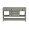 Kara Antique Inspired 5 Drawer Storage Credenza/Sideboard With Shelves Weathered Gray - Treasure Trove