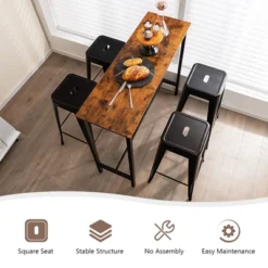 Tangkula 30" Set Of 4 Stackable Backless Metal Bar Stools W/ Footrest For Kitchen -Baxton Studio Shop GUEST 466e6d2c 8364 4822 9678 aebd1e3ca317