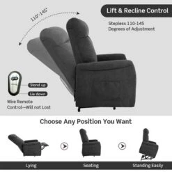 Costway Power Lift Recliner Chair Sofa For Elderly W/ Side Pocket & Remote Control BlackBrown -Baxton Studio Shop GUEST 4674c3c0 e8a9 420b a006 fb6e72918456