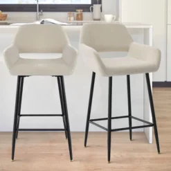 27" Bucket William Upholstery Upholstered Counter Height Stool (Set Of 2) -The Pop Maison