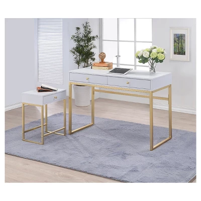 End Table White Brass - Acme Furniture 2 End Table White Brass - Acme Furniture - Image 2