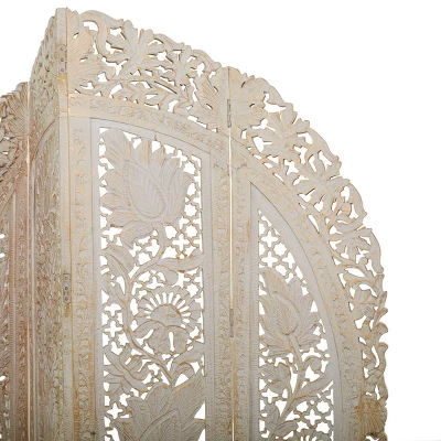 Eclectic Wood Room Divider Screen White - Olivia & May 6 Eclectic Wood Room Divider Screen White - Olivia & May - Image 6