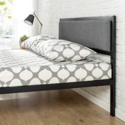 Korey Platform Metal Bed Frame With Upholstered Headboard Black - Zinus -Baxton Studio Shop GUEST 47e67273 a63c 4991 b6b4 22a53f75f71d