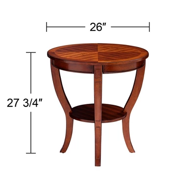 Elm Lane Farmhouse Rustic Cherry Wood Round Accent Side End Table 26" Wide Natural Curving Legs Living Room Home House Entryway 7 Elm Lane Farmhouse Rustic Cherry Wood Round Accent Side End Table 26" Wide Natural Curving Legs Living Room Home House Entryway - Image 7