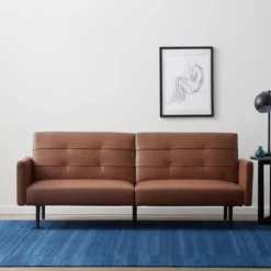 Comfort Collection Futon Sofa Bed With Buttonless Tufting - Lucid -Baxton Studio Shop GUEST 48af1a18 58c0 4a61 b466 91f861379c0f