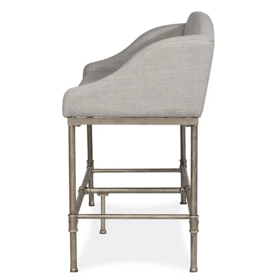 Dillon Counter Height Bench Metal Pewter Woven Fabric - Hillsdale Furniture 2 Dillon Counter Height Bench Metal Pewter Woven Fabric - Hillsdale Furniture - Image 2