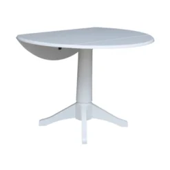 42" Nina Round Top Dual Drop Leaf Pedestal Table White - International Concepts -Baxton Studio Shop GUEST 48ffe16f b57f 4c82 8a5c 99bd64c0abe4