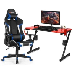 Costway Gaming Desk & Chair Set Z-Shaped Racing Style Desk With Massage Swivel Gaming Chair 19 Costway Gaming Desk & Chair Set Z-Shaped Racing Style Desk With Massage Swivel Gaming Chair -Baxton Studio Shop GUEST 4996b62d 86c0 4b4f b208 be5f2e185ca9