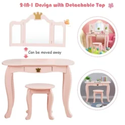 Costway Kids Makeup Dressing Table Chair Set Princess Vanity & Tri-folding Mirror -Baxton Studio Shop GUEST 49c9ed0f b5d0 4287 b8ec 744782b5cca8