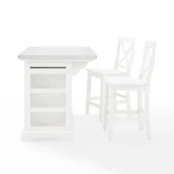 Julia Stainless Steel Top Island With 2 X-Back Stools - Crosley -Baxton Studio Shop GUEST 4a3b1f02 a8f3 4c43 b1b9 47235d5732e5