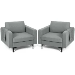 Costway Set Of 2 Fabric Accent Armchair Single Sofa W/ Side Storage Pocket -Baxton Studio Shop GUEST 4a741f0d 1f39 49b1 b54b 086be7e2ec07