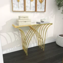 Metal And Mirror Art Deco Console Table Gold - Olivia & May -Baxton Studio Shop GUEST 4a94db38 34d8 4e39 b2c6 296120507ac3