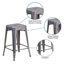 Merrick Lane 24" High Powder Coated Backless Metal Counter Stool With Clear Coat Finish And Plastic Floor Glides For Indoor Use -Baxton Studio Shop GUEST 4aa2ba20 9c48 4ac9 9232 25647fbadbde