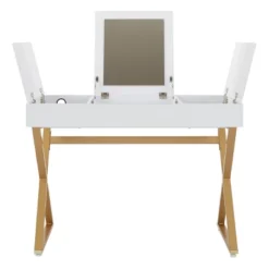Juliette Vanity Desk Gold Legs With Top White - OSP Home Furnishings -Baxton Studio Shop GUEST 4b20e13b 0673 46f7 adf6 31362bb0a88b