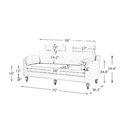 Jorgelina 75" Sofa For Living Room With Solid Wooden Legs | ARTFUL LIVING DESIGN -Baxton Studio Shop GUEST 4ca7e8bd a588 4501 9fc9 09a0da90c651