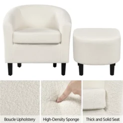 Yaheetech Contemporary Boucle Barrel Chair And Ottoman For Bedroom Living Room Ivory -Baxton Studio Shop GUEST 4ca85737 fae3 48ec 9272 a175df4310ae