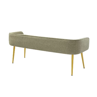 Emilio Modern 55.25" Wide Upholstered Low Back Bench With Sturdy Golden Metal Tapered Leg| ARTFUL LIVING DESIGN 5 Emilio Modern 55.25" Wide Upholstered Low Back Bench With Sturdy Golden Metal Tapered Leg| ARTFUL LIVING DESIGN - Image 5