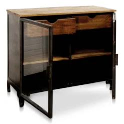 Two Drawer With Natural Wood Top And Drawers Accent Cabinet Espresso - StyleCraft