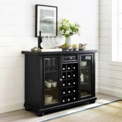 Alexandria Sliding Top Bar Cabinet Black - Crosley -Baxton Studio Shop GUEST 4db6bb55 152c 4c29 90a5 c67e74187c3b