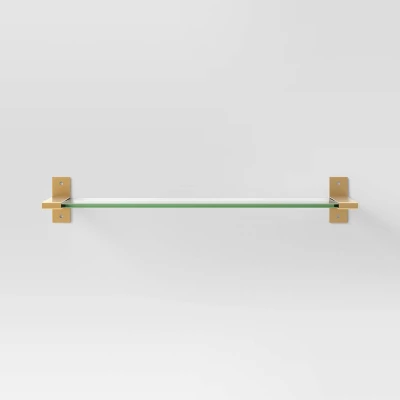 18" Glass And Brass Shelf Gold - Threshold™ 2 18" Glass And Brass Shelf Gold - Threshold™ - Image 2