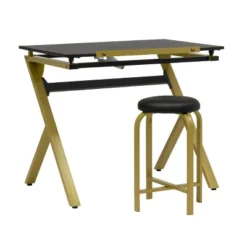 2pc Stellar Drawing Table With 36" Adjustable Top With Stool Set Black/Gold - Studio Designs -Baxton Studio Shop GUEST 4ded90c1 5f57 4ae5 aa4a e8047a0b115e