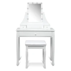 Tangkula Make-Up Vanity Table Dresser Set W/LED Light & Padded Stool -Baxton Studio Shop GUEST 4e1e7f15 03ed 4f74 95f1 92b83b6326c7