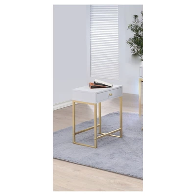 End Table White Brass - Acme Furniture 1 End Table White Brass - Acme Furniture
